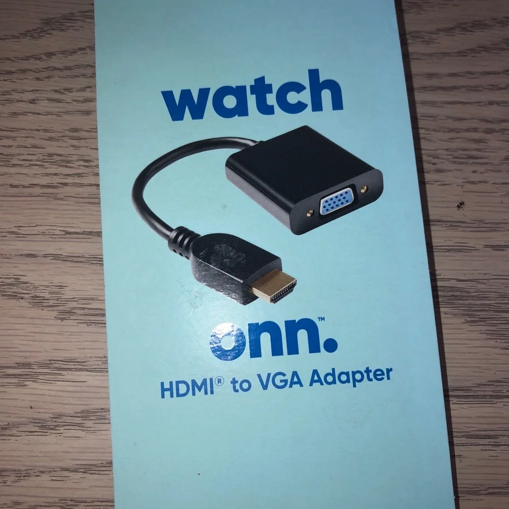 Onn. Gold-Plated HDMI to VGA Adapter (Male to Female) Black New